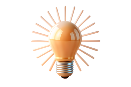 Illuminating Idea Lightbulb on transparent background