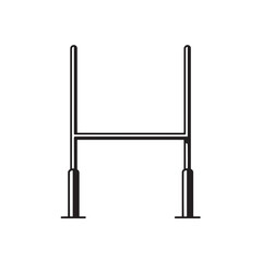 Minimalist black and white illustration of a football field goal post design for sports imagery