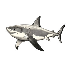 Powerful Great White Shark Illustration - Ocean Predator