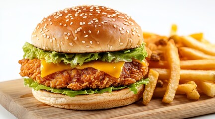 Crispy Chicken Burger with Fries