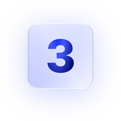 Glassmorphism Icon Number 3 Digit Three Math Symbol Typography Numeric Education School Learning Font Design Digit 3 Soft Shadow Glassmorphic Number 3 3 Character 3 Symbol 3 Icon Digit Numeric Symbol