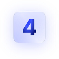 Obraz premium Glassmorphism Icon Number 4 Digit Four Numeric Typography Math Symbol School Learning Font Design Classroom Digit 4 Soft Shadow Glassmorphic Number 4 4 Character 4 Symbol 4 Icon Digit Numeric Symbol