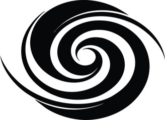 Spiral and swirl motion twisting circles design element set Vector Black silhouette. with white background