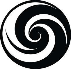 Spiral and swirl motion twisting circles design element set Vector Black silhouette. with white background
