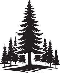 Obraz premium set of trees vector, pine tree silhouette vector illustration, pine tree silhouette vector, pine tree icon