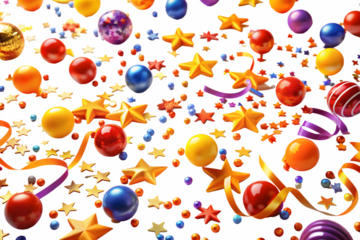 Colorful Festive Decorations on transparent background