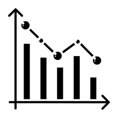 Trendline Chart: Visualizing Data Fluctuations vector icon solid style