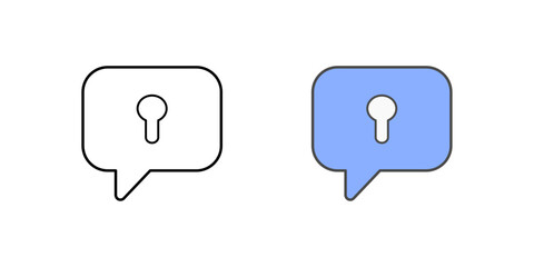 Encrypted chat icon with chat bubble and keyhole inside, ideal for secure messaging, private communication, and everyday digital privacy illustrations.