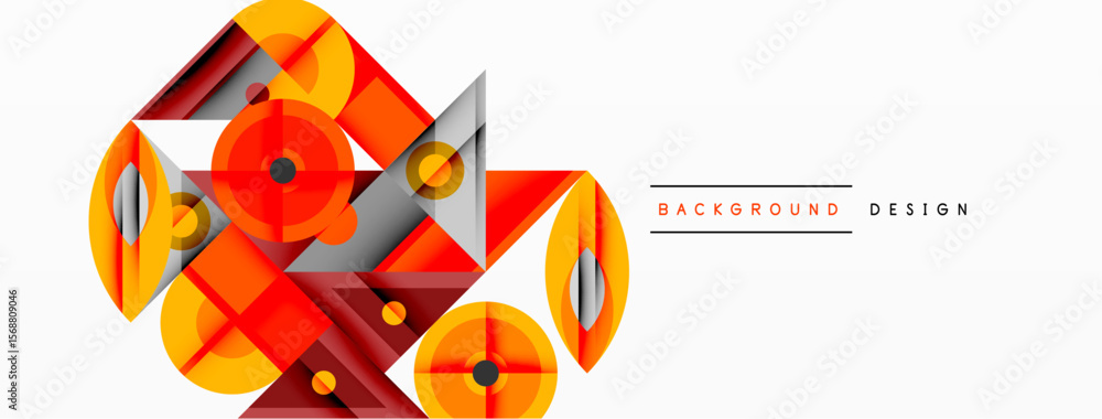 Poster abstract geometric shapes, orange, gray tones. modern design elements create dynamic composition. mi