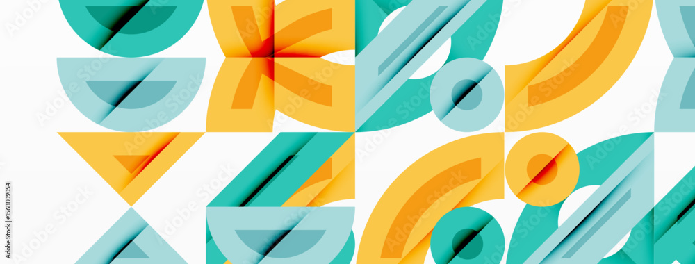Aufkleber abstract geometric pattern. shapes overlap, creating dynamic visual texture. colors include teal, or