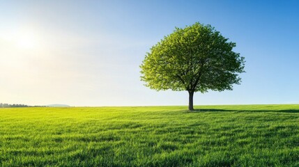 Obraz premium Peaceful field with a solitary tree