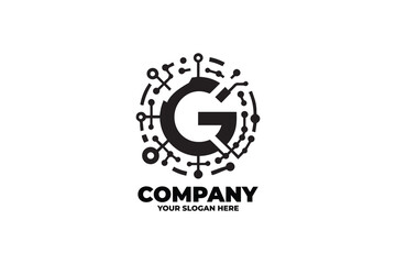 Monogram Letter G with Grid Pattern
