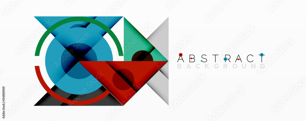 Poster abstract geometric shapes overlap, creating vibrant color composition. modern design elements sugges