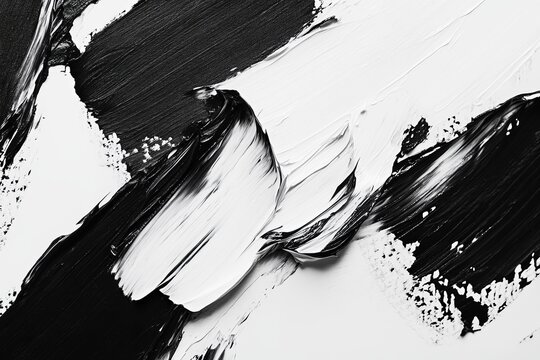 Abstract black and white paint strokes