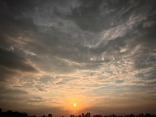 Dramatic Sunset Clouds Over West Lake, Hanoi, Vietnam – Moody Urban Skyline Reflection