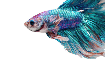 Fototapeta premium A vibrant betta fish showcasing its colorful fins and scales. transparent background