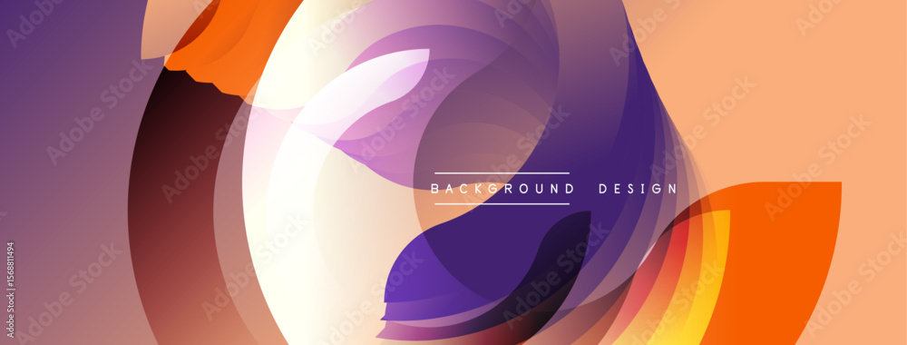 Poster abstract fluid shapes, vibrant orange, purple hues. modern design elements create dynamic visual flo