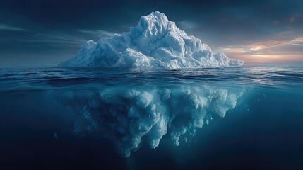 Fototapeta premium Iceberg melting in ocean, conceptual digital image representing global warming, climate change danger, arctic collapse and sea level environmental risk