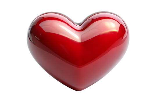 Shiny Red Heart on transparent background