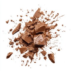Fototapeta premium Broken chocolate pieces in a splash