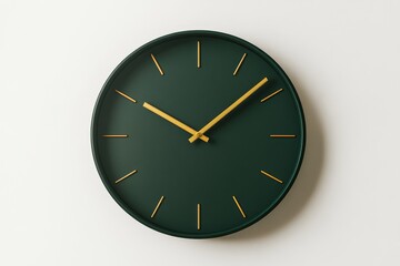 Minimalist green wall clock with gold accents