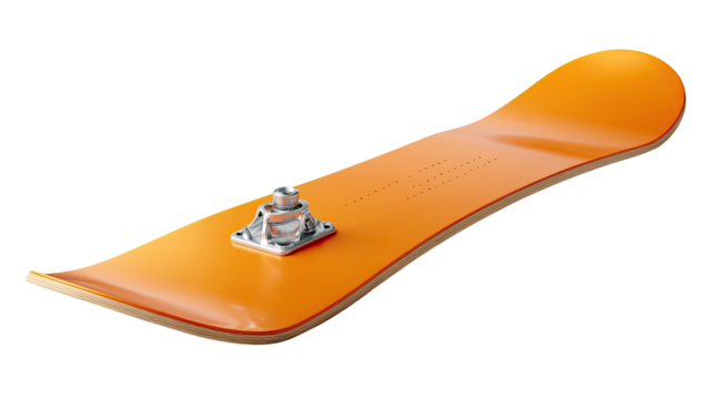 Orange Snowboard Ready for Adventure: A vibrant orange snowboard sits in anticipation, poised for action, capturing the essence of winter sports and outdoor thrills.