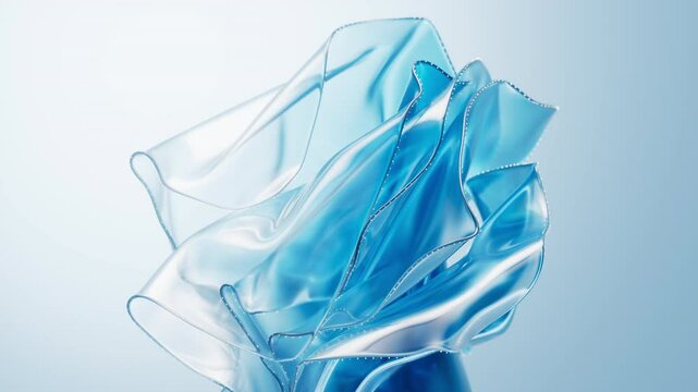 Flowing transparent blue multilayer cloth background, 3d rendering.