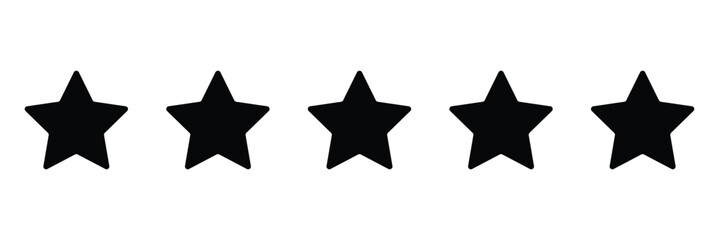 Five stars customer product review icon . 5-star rating  icon for apps and websites. Represents quality, customer rating, and feedback . Five stars.