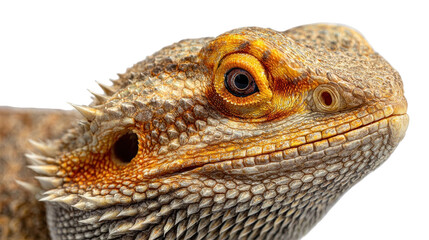 Fototapeta premium Close-up of a bearded dragon showcasing vibrant colors and textures. transparent background