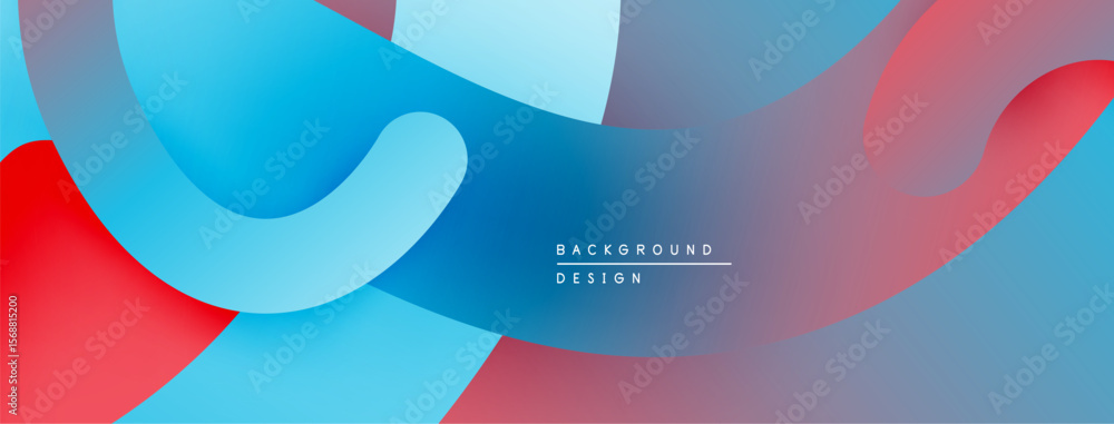 Poster abstract fluid shapes overlap, creating vibrant blue, red gradients. modern design element for backg