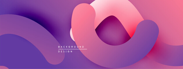 Abstract fluid shapes blend purple, pink hues. Modern design evokes smooth transitions, dynamic composition. Background suggests creativity, innovation.