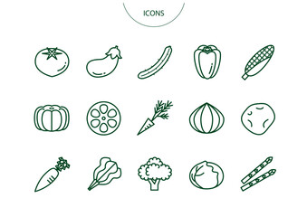 野菜　アイコン ピクトグラム　ベクター イラスト　セット