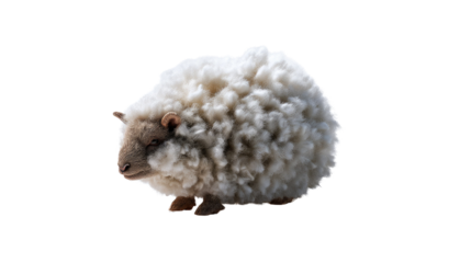 Sheep standing: A cute sheep with its fluffy white wool stands calmly, casting a soft shadow on the ground.