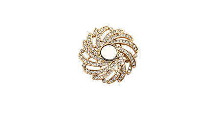 Ornate gold brooch with sparkle