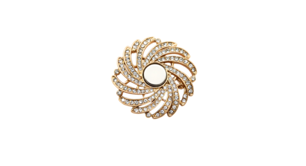 Ornate gold brooch with sparkle