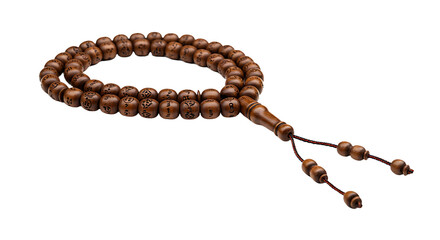 Prayer beads against white background