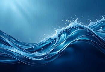 Stunning Abstract Ocean Waves: A Digital Rendering of Blue Water