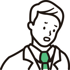 Obraz premium ビジネスマンが悩んでいる上半身のシンプルなイラスト素材