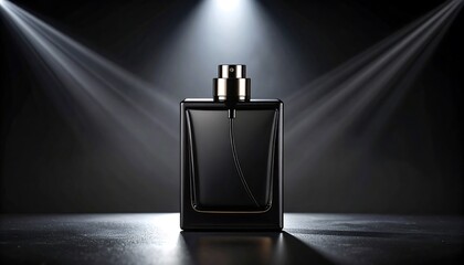 Black perfume bottle spotlights