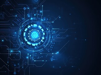 Obraz premium Futuristic circuit board design with glowing blue circle
