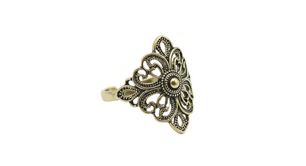 Ornate gold tone decorative ring design
