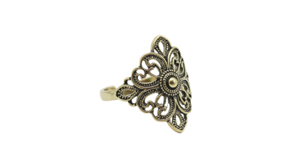 Ornate gold tone decorative ring design