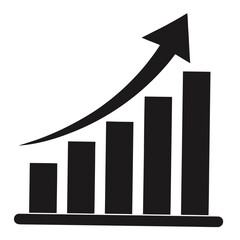 Minimal Vector Silhouette of Bar Chart Representing Business Progress and Economic Increase

