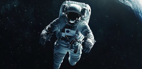 Fototapeta premium Astronaut in space suit, floating in the void
