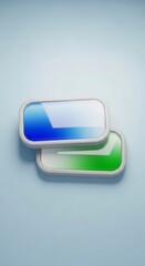 Stacked Rectangles Blue and Green Gradient in White Frames on Soft Blue Background
