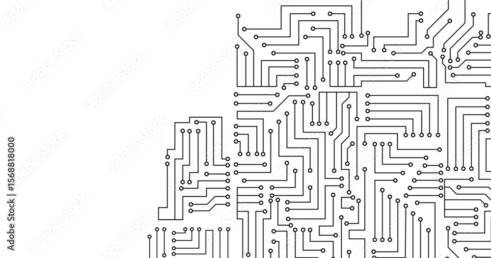 Aufkleber abstract digital circuit board on technology white background. circuit connected lines and dots on a