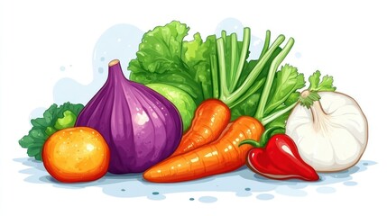 Colorful depiction of various fresh vegetables enhancing healthy eating practices