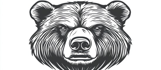 Detailed monochromatic illustration showcasing the powerful visage of a bear