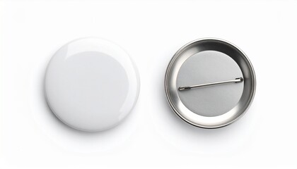 White blank pinback button mockup isolated product design elements