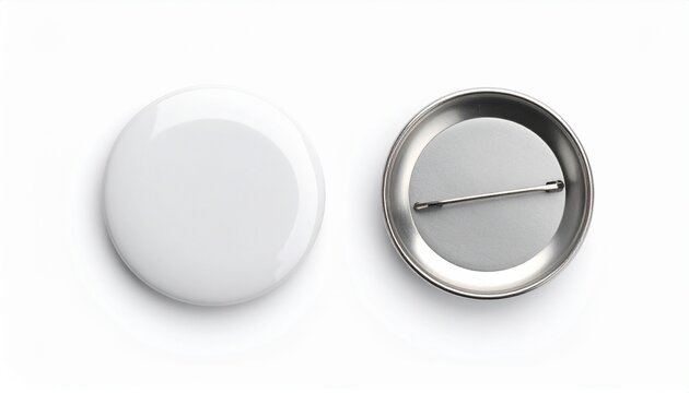 White blank pinback button mockup isolated product design elements